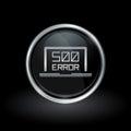 Internal server error icon inside round silver and black emblem